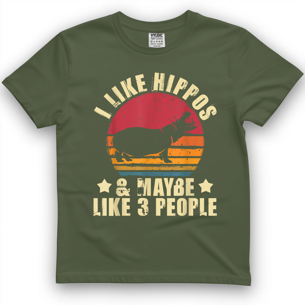 I Like Hippos & Maybe Like 3 People - Zookeeper Hippopotamus T-Shirt