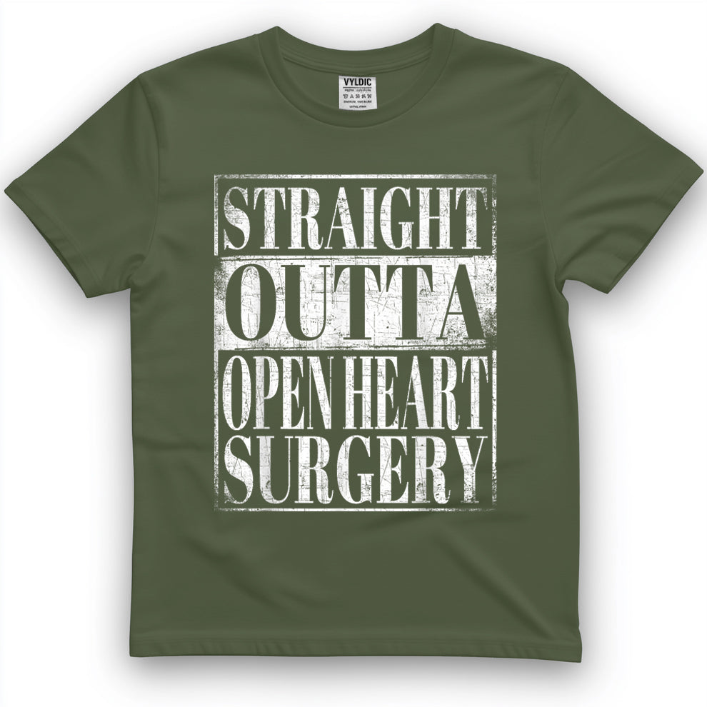 Straight Outta Open Heart Surgery T-Shirt Hospital Recovery T-Shirt