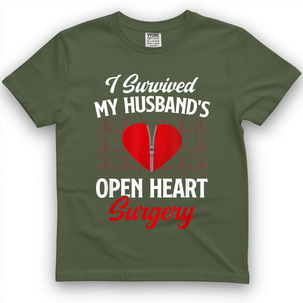 I Survived My Husband's Open Heart Surgery Survivor Wife T-Shirt