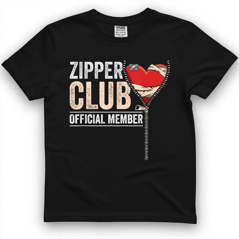 Open Heart Surgery Survivor Zipper Club Member Get Well Gift T-Shirt