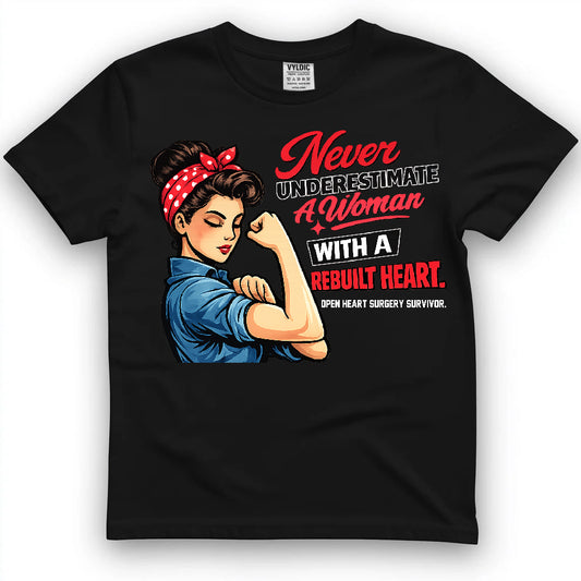 Never Underestimate A Woman With A Rebuilt Heart Shirt