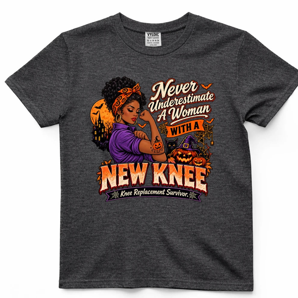 Never Underestimate A Woman With A New Knee Halloween Shirt 2