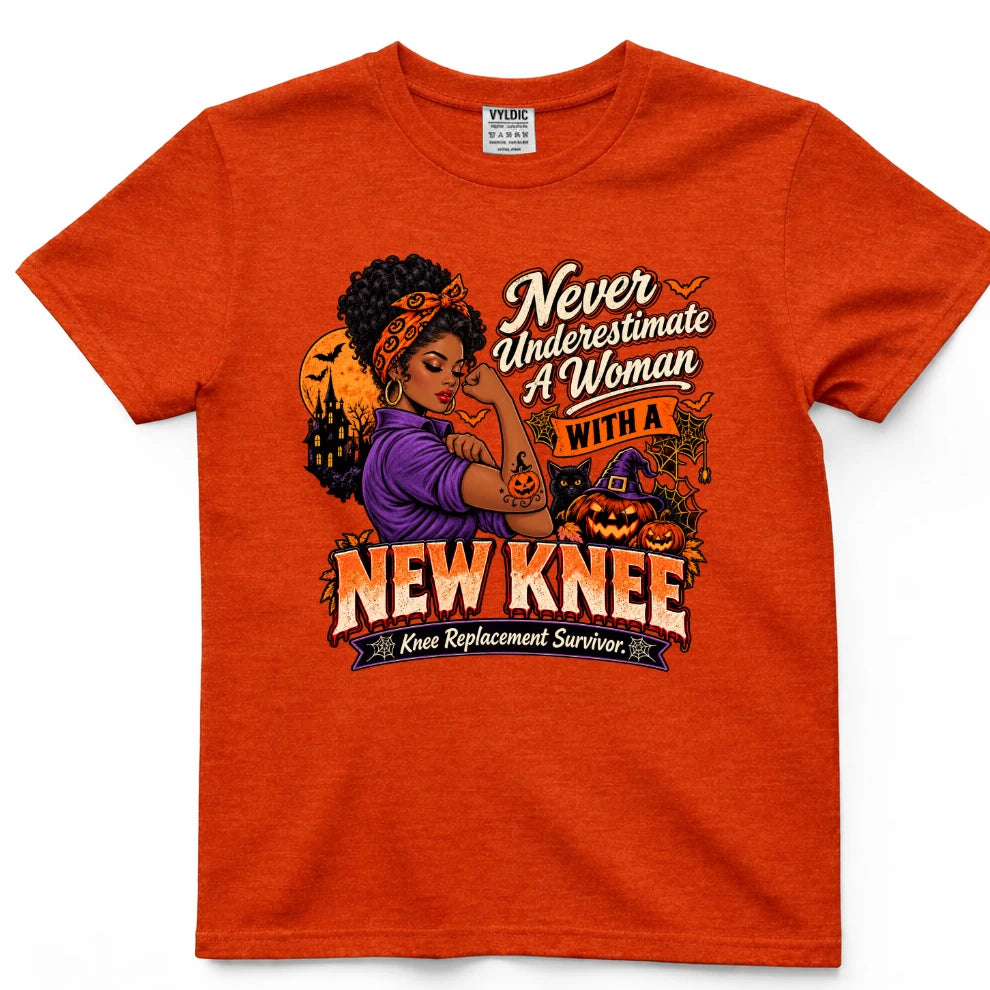 Never Underestimate A Woman With A New Knee Halloween Shirt 2