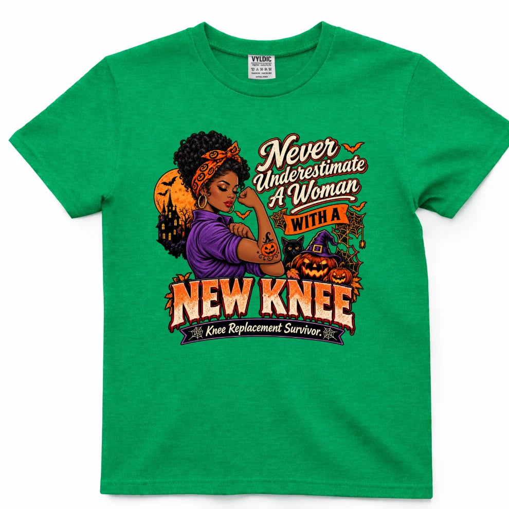 Never Underestimate A Woman With A New Knee Halloween Shirt 2