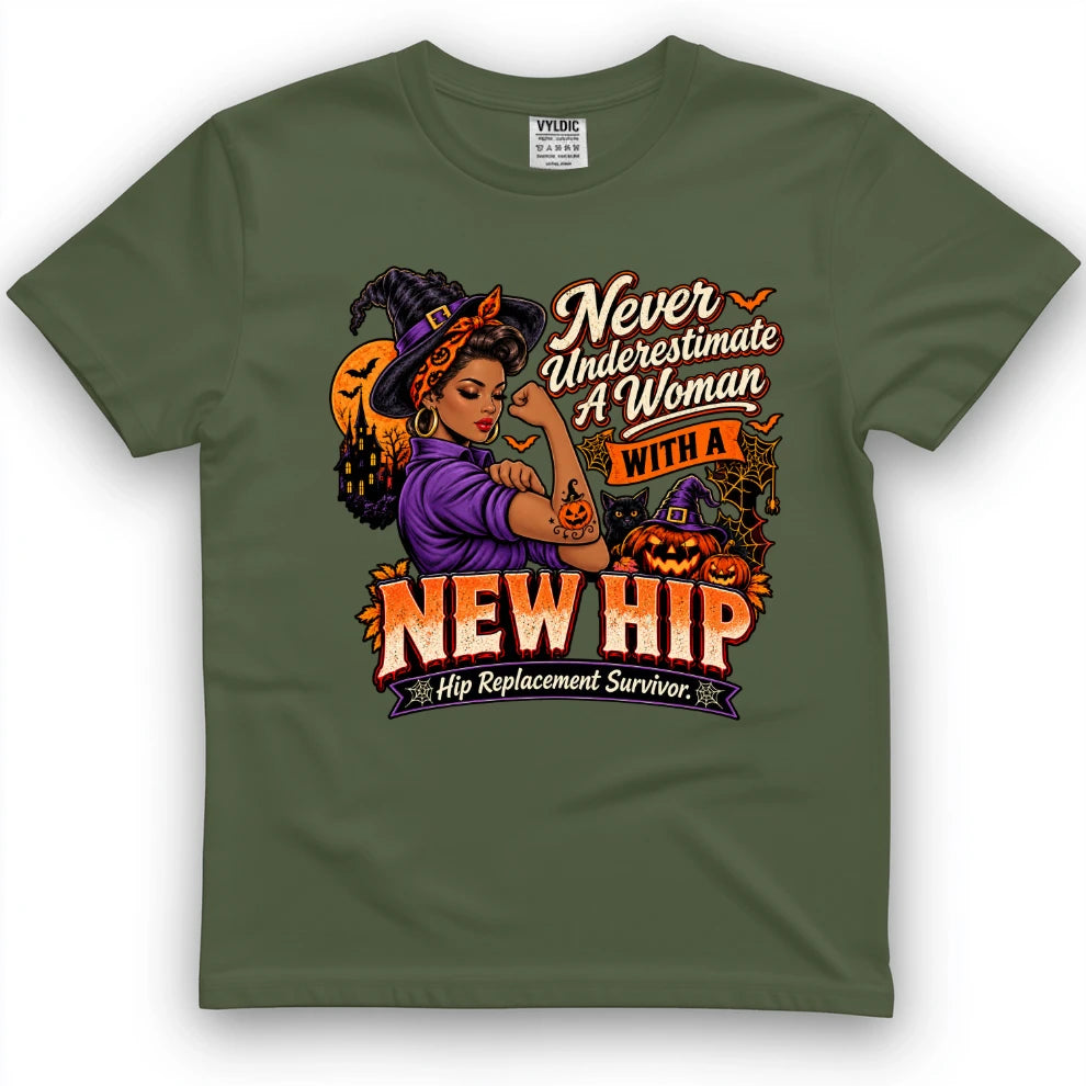 Never Underestimate A Woman With A New Hip Halloween Shirt 2